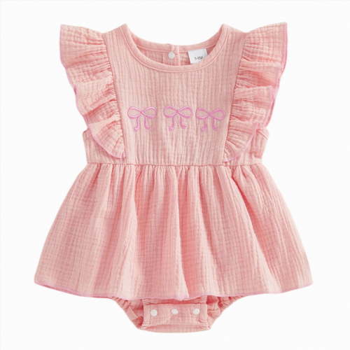 Gubotare Baby Dress Baby Girls Romper Newborn Cartoon Print Short Sleeve Romper Summer Clothes 0 3 6 9 12 18 24 Months (Red,0-3 Months)