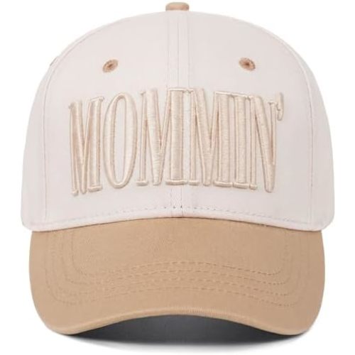 Mommin Trucker Hat for Women, Vintage Two-Tone mom hat with Mommin 3D Embroidery, New Mom Gifts Mothers Day Outfits