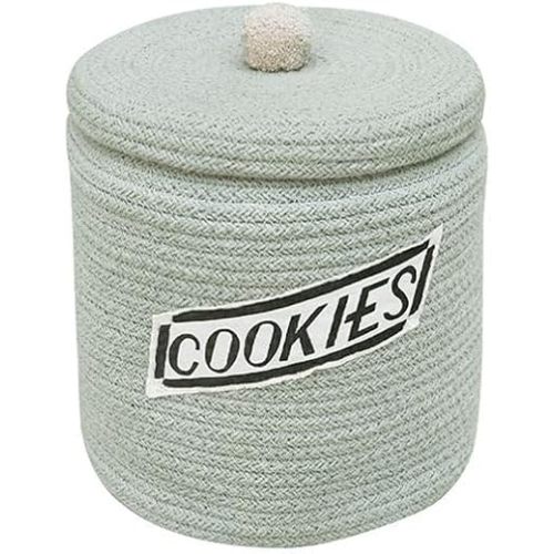 Lorena Canals Children's Cookie Jar Storage Basket for Decoration or Children's Room, Handmade in Cotton, Colour: Blue, Size: Diameter 20 x 26 cm