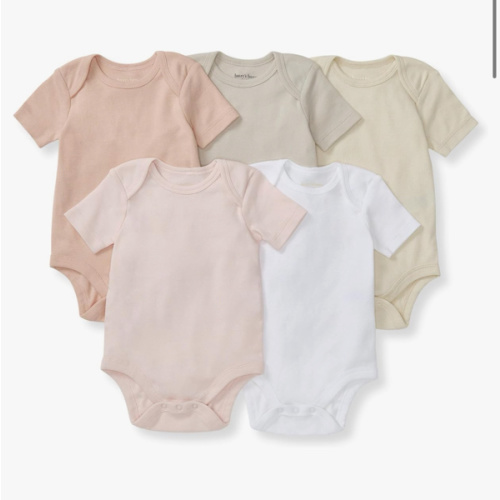 Burt's Bees Baby Unisex Bodysuits, Short Sleeve Organic Sleepwear, 5-Pack