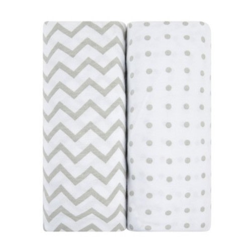 Ely's & Co. Baby Fitted Waterproof Bassinet Sheet Set 100% Combed Jersey Cotton Grey Chevron and Polka Dots 2 Pack, Size: bassinet