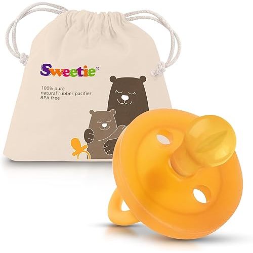 SWEETIE Rubber Pacifier Natural Rubber Pacifier Rounded (Natural Color, 0-6 Month)