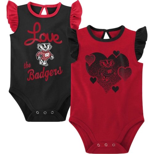 Wisconsin Badgers Girls Newborn & Infant Spread the Love 2-Pack Bodysuit Set - Red/Black