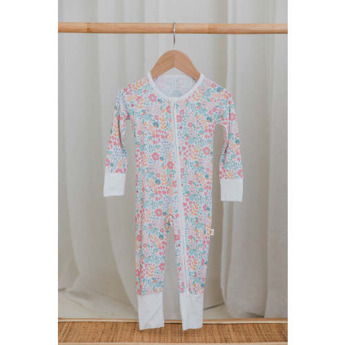 Zippered Romper in Spring Garden