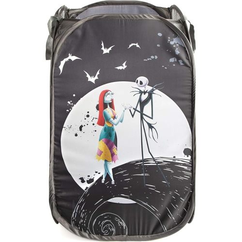 Jay Franco Disney Nightmare Before Christmas Jack & Sally Pop Up Hamper - Mesh Laundry Basket/Bag with Durable Handles (Official Disney Product)