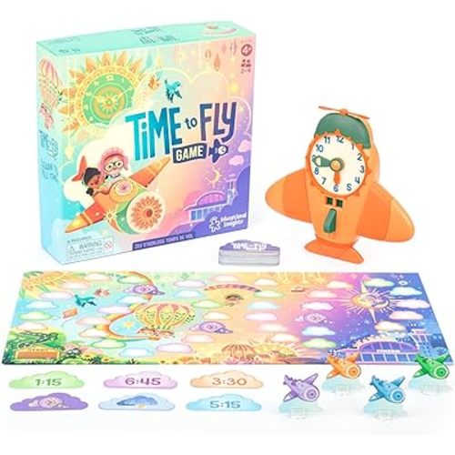 Educational Insights Time to Fly - Preschool Board Games that Teach How To Tell Time, Toy Learning Clock for Kids, Educational Board Games for Kids 4-6, Learn to Read Digital and Analog Clocks