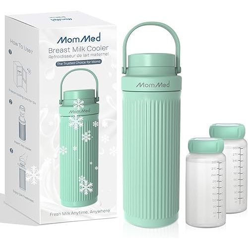 MomMed Breast Milk Cooler, Upgraded Rapid Cooling to 43°F in 1 Hour, 24H Long-Lasting Cooling, Leakproof Portable Breastmilk Storage for Pumping Moms, Travel, Work, and On-The-Go TSA