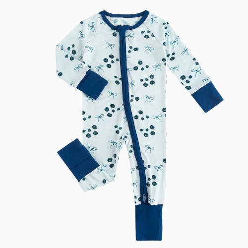 Blueberry Bow Bamboo Zipper Romper Pajamas – MIOZING