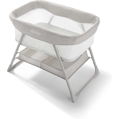 Graco® DreamMore Bedside, Newborn, Travel, Portable Bassinet for Newborn Babies to 6 Months, Willow