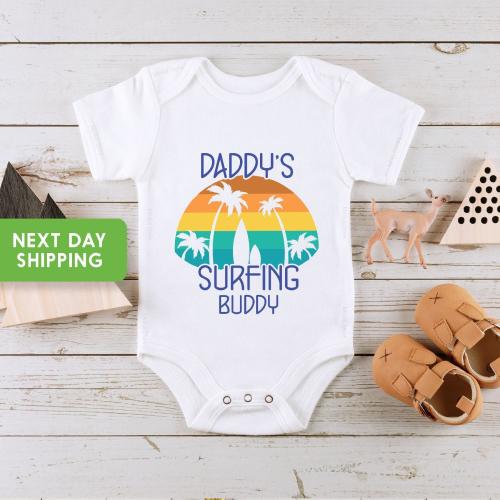 Daddy's Surfing Buddy Baby Onesie®, Surfing Bodysuit, Cute Future Surf Lover, Funny Baby Onesie®