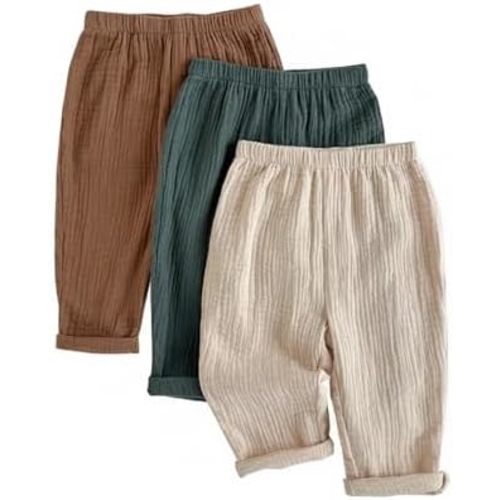 Toddler Baby Boys 3 Pack Elastic Waist Casual Pants Sets|6M-3Y