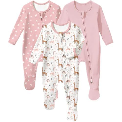 Baby Sleepers 3Pcs 100% Cotton Pajamas for Newborn 0-3 3-6 6-9 Months Boys Girls Clothes Sleep 'N Play Footed PJs