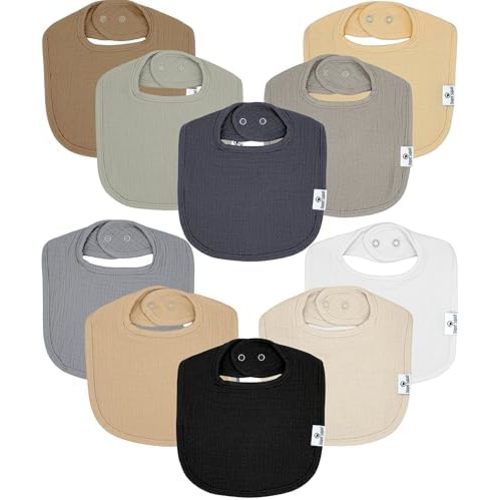 DiaperSquad's 100% Organic Cotton Baby Drool Bibs, Super Absorbent & Adjustable Baby Bibs for Drooling and Teething