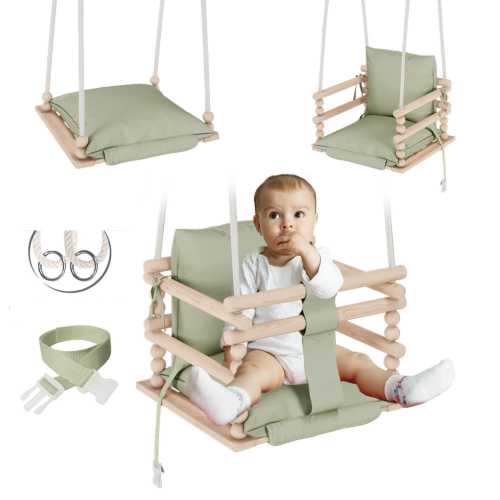 MAMOI ® Indoor swings set, Baby swing, Chair from birth for toddlers age 1-3, Wooden door bouncer for kids, Toddler sensory seat 3 in 1,