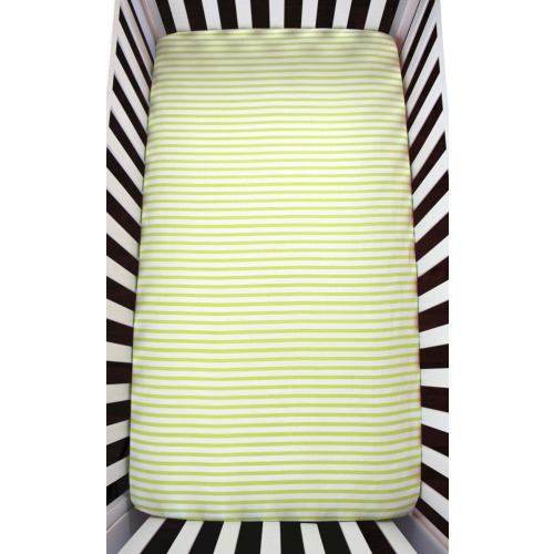 Kids Bedding Organic Cotton Crib Sheet: Lime Green Stripes, Eco-Friendly