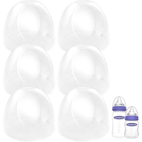 Baby Bottle Cap Compatible with Lansinoh Baby Bottles, Soft & Safe Bottle Lid, 6 Count