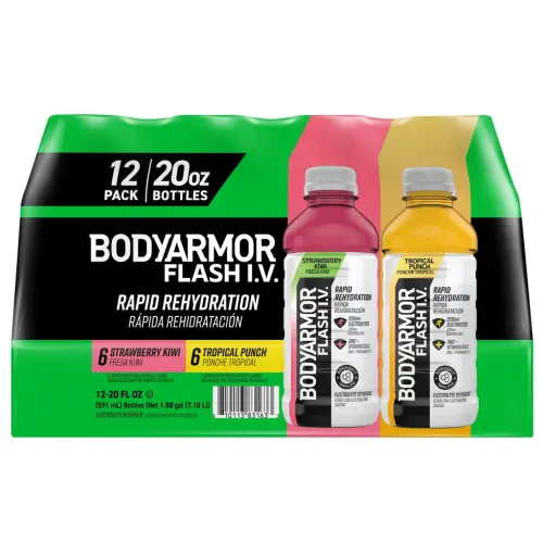 BODYARMOR Flash I.V. Electrolyte Beverage, Variety Pack, 20 fl oz, 12-count