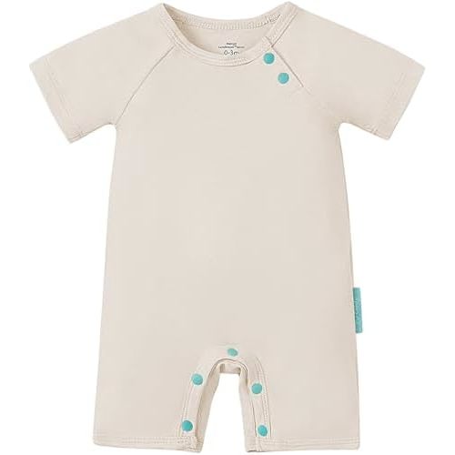 SuperSoft Short Sleeve Baby Romper, Unisex Bamboo Viscose One-piece Summer Pajamas, Boy Girl Footless Jumpsuit Snap Closure