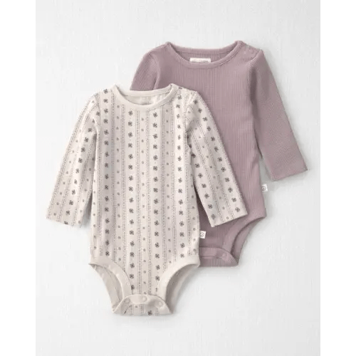Baby Girl 2-Pack Organic Cotton Waffle Knit Bodysuits