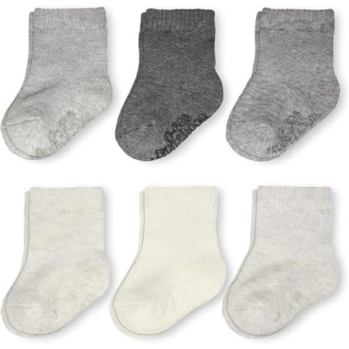 Fruit of the Loom All Weather Baby & Toddler Socks - Cotton Crew Socks with Grips for Boys, Girls and Unisex