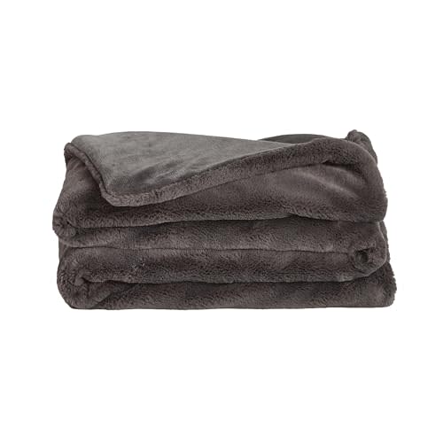 UnHide Lil’ Marsh Faux Fur Blanket - Lightweight, Soft Throw Blanket - Machine Washable - Ideal for Bed, Couch, or Reading Chair- X-Small (34" x 44") Charcoal Charlie