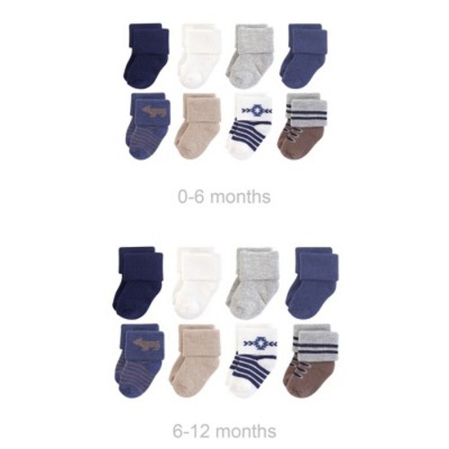 Hudson Baby Infant Boys Grow with Me Cotton Terry Socks, Bear, 0-6 and 6-12 Months