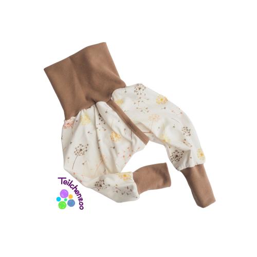 Organic split pants, slit pants, elimination communication pants, diaper-free, various sizes, various colors, dandelion design