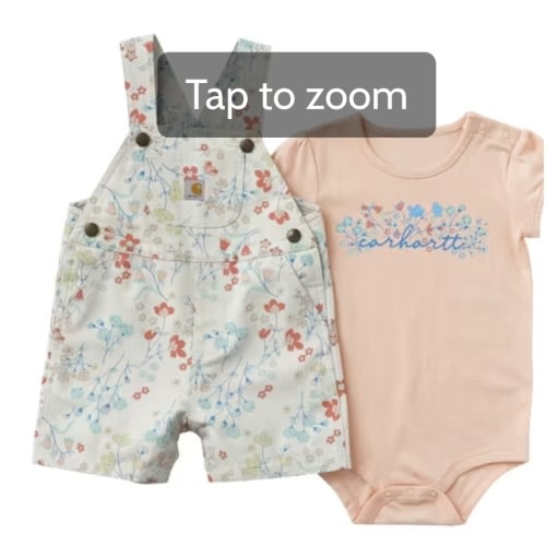 Carhartt Floral Short-Sleeve Bodysuit and Canvas Shortalls 2-Piece Set for Babies | Bass Pro Shops