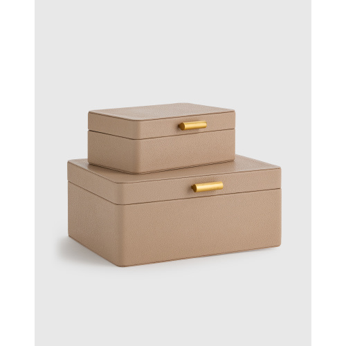 Shagreen Leather Decorative Boxes (Set of 2) in Blush