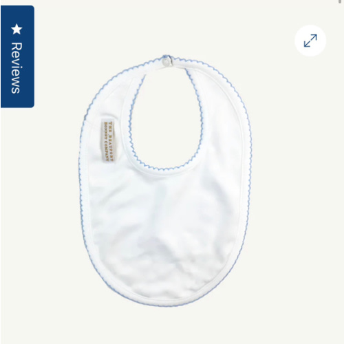 Bellyful Bib - Worth Avenue White with Buckhead Blue Picot Trim