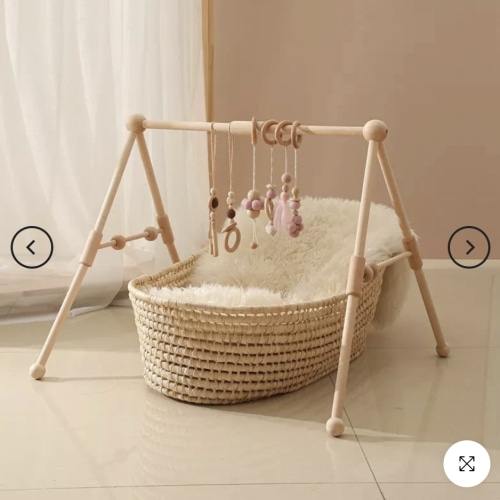 Montessori Baby Gym & Hanging Toys Set Wooden Play Gym for Babies – Cozybabywear