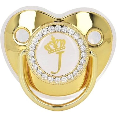 Baby Pacifier Portable Exquisite Alloy Gold Letter Pacifier with Chain Clip for Home Travel J