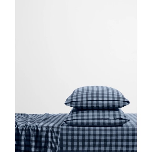 Knox Check Flannelette Sheet Set - Blue Stone | Target Australia
