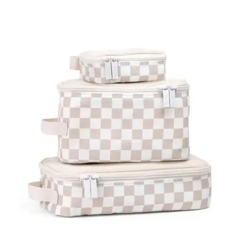 Pack Like A Boss™ Packing Cubes - Taupe Checkerboard