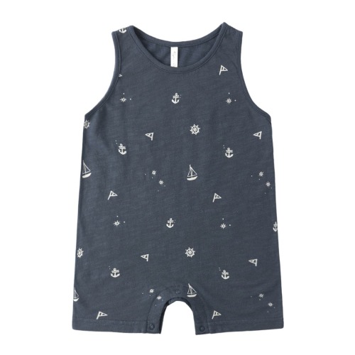 Maritime Print Cotton Romper