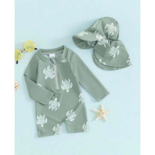 (0-3m) Totally Turtle Baby Boy Swim Set | Ocean Swimwear – The Honey and Bro Co.