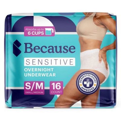 Because Sensitive Overnight Bladder Control Incontinence Underwear - S/M
