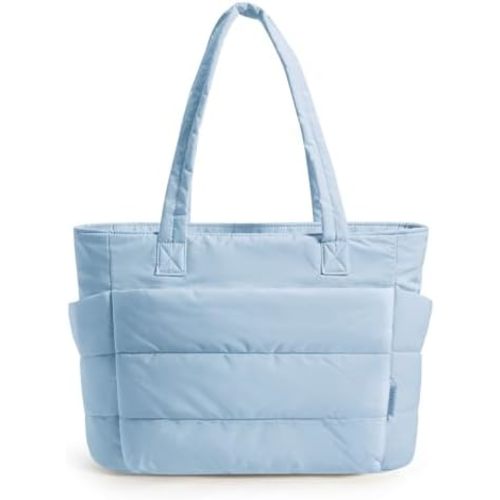BAGSMART Tote Bag for Women, Lightweight Puffy Tote Bag with Compartments Shoulder Bag Handbag for Travel, Work, Gym