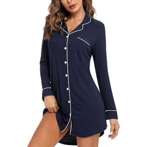 Leikar Nightgowns for Women Button Up Labor Delivery Gown Sleep Shirts | Viscose,nighty,postpartum,maternity pajamas dress,hospital gowns,nursing,breastfeeding,night shirts