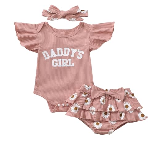 Aunties Bestie Baby Girl Clothes Aunt Saying Letter Romper Tiered Ruffle Daisy Skirt Skort Newborn Coming Home Outfit