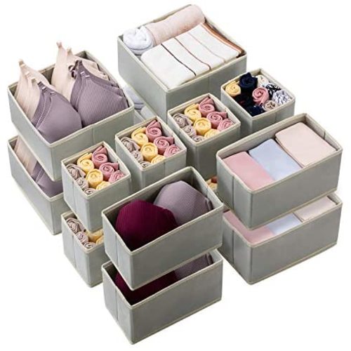 Kootek 16 Pack Drawer Organizers for Clothing, Dresser Drawer Organizer Clothes Fabric Foldable Dividers, Cabinet Closet Organizers and Storage Boxes for Clothes, Underwear, Bras, Lingerie, Socks