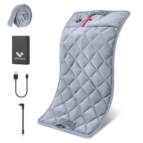 Vofuoti Weighted Heating Pad with Battery, 3 Heat Settings, Electric Portable Cordless Heating Pad for Back, Neck & Shoulder, Abdomen, Large Heated Pad for Women Men, 12" x 24", 2 lbs