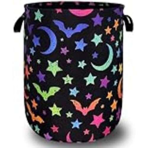 Hippie Bats Laundry Basket Oxford Cloth Foldable Hamper 18.9x16.5 Inch | Universal With Handle Tote Bag Colorful Laundry Hamper Clothes Storage Bucket Toy Organizer For Bathroom/Laundry/Bedroom