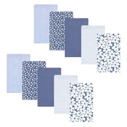 Hudson Baby Baby Girls Cotton Flannel Burp Cloths 10pk, Blue Cosmos, One Size