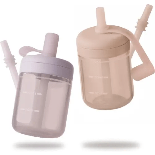 Moonkie Baby Straw cup | Silicone Toddler Sippy Cup Training Cup with Straw Lid | BPA-Free Drop-Proof Cup | Baby Led Weaning | 6 Months+, 5 oz, 2pack