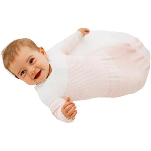 Swaddelini Large Swaddle Sleep Sack, Easy-to-Use Baby Sleep Sack, Helps Babies Sleep Longer, 0-3 Months, 12-18 Pounds, Made in USA, Pink