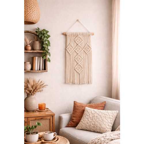 Macrame Cross Wall Hanging, Boho Christian Decor