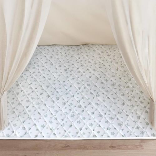 Moonsea Premium Foam Baby Play Mat 43" X 43", One-Piece Crawling Mat Non Slip Cushioned Baby Mats for Playing 43x43 Inches, White with Star