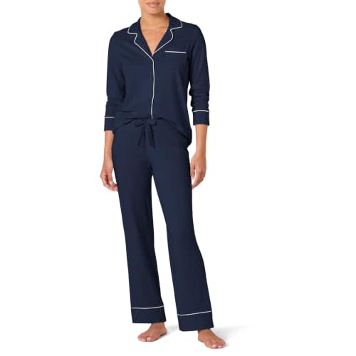 Amazon Essentials Women's Long Sleeve Cotton Modal Pajama Set, Loungewear with Full-Length Bottom