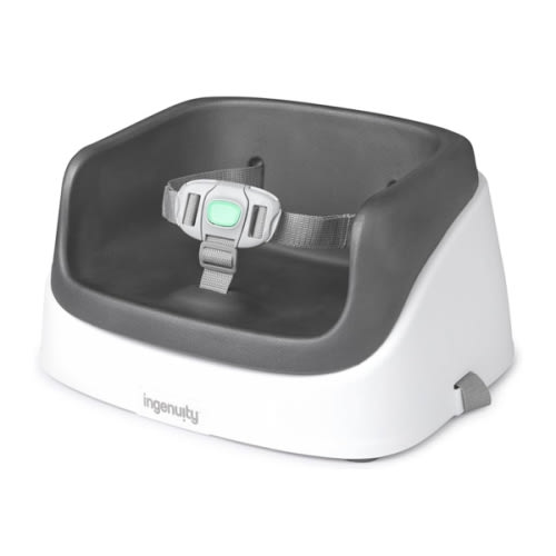 Ingenuity SmartClean Toddler Booster Seat for Kitchen Chair – Lightweight for on-the-go, Easy-Clean, 3-Point Harness Strap – Booster Seat for Dining Table, Slate